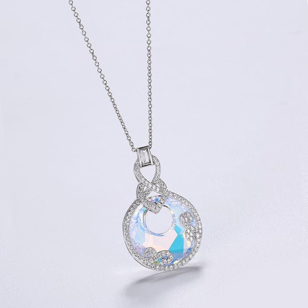 Aurora Borealis Crystal Sterling Silver Necklace with  Crystals