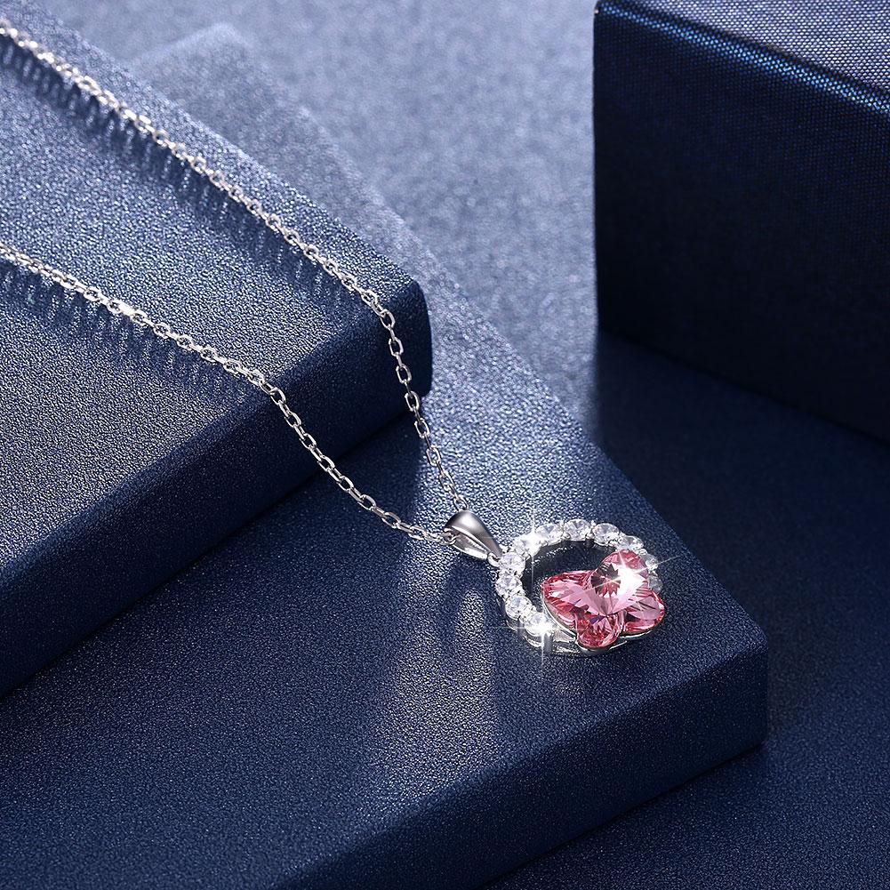 Butterfly Sterling Silver Necklace with  Crystals