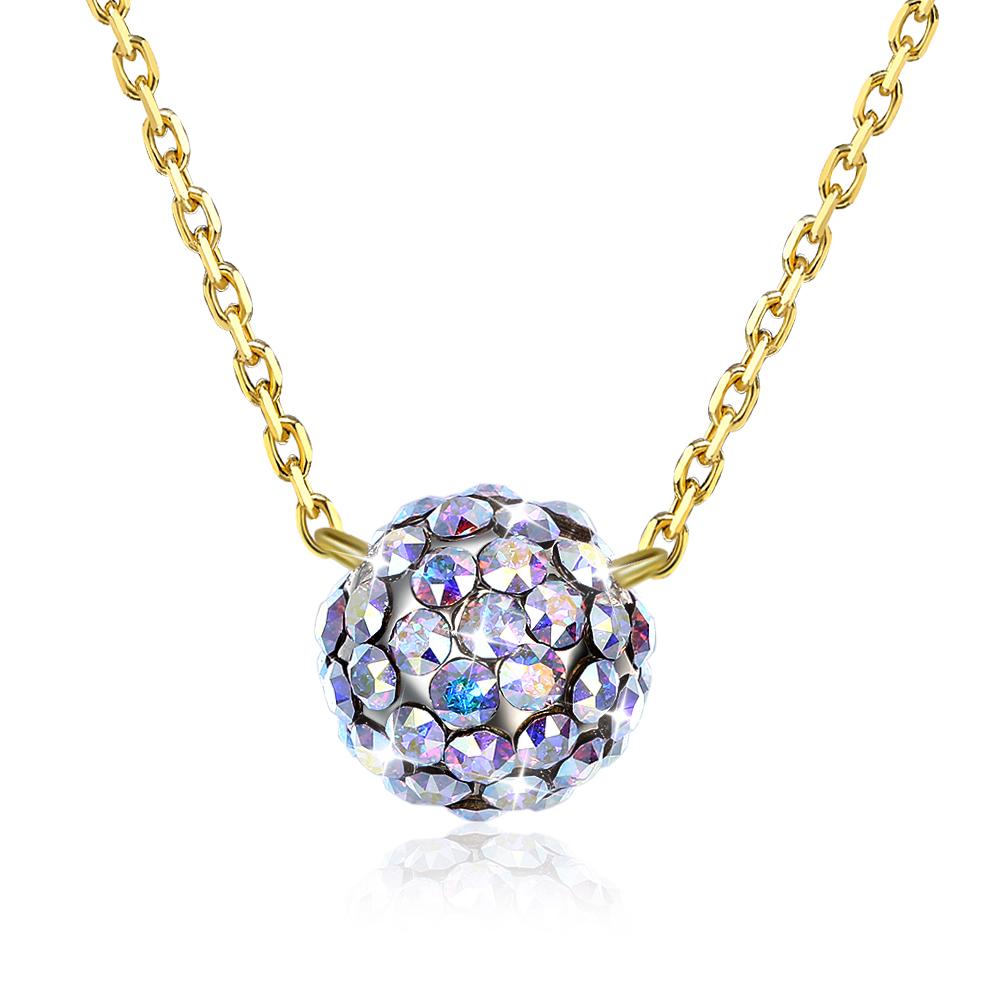 Shamballa Ball Aurora Borealis Crystal Sterling Silver Necklace with  Crystals