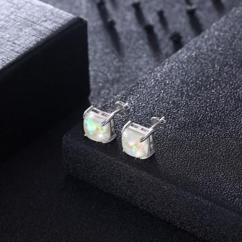 1.50 CT Opal Created Sterling Silver Necklace and Earring Set