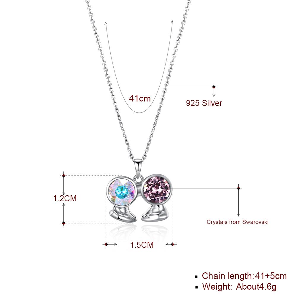 Sterling Silver Necklace with  Crystals