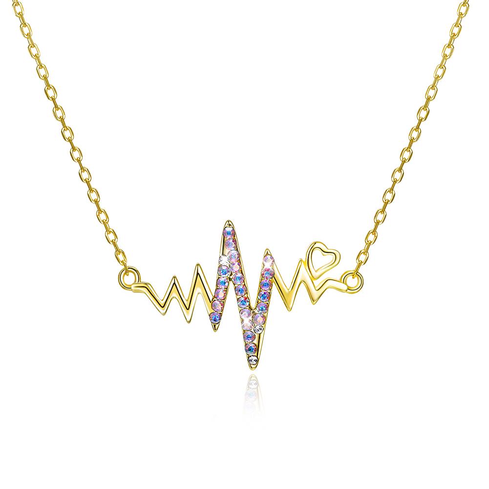 Beating Heart Aurora Borealis Crystal Sterling Silver Necklace with  Crystals