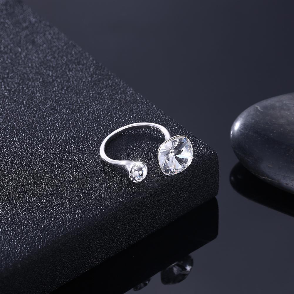 Adjustable Sterling Silver Ring made with  Crystals