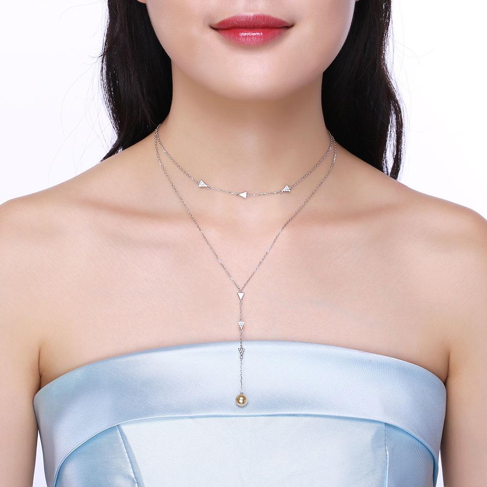 Sterling Silver Necklace with  Crystals