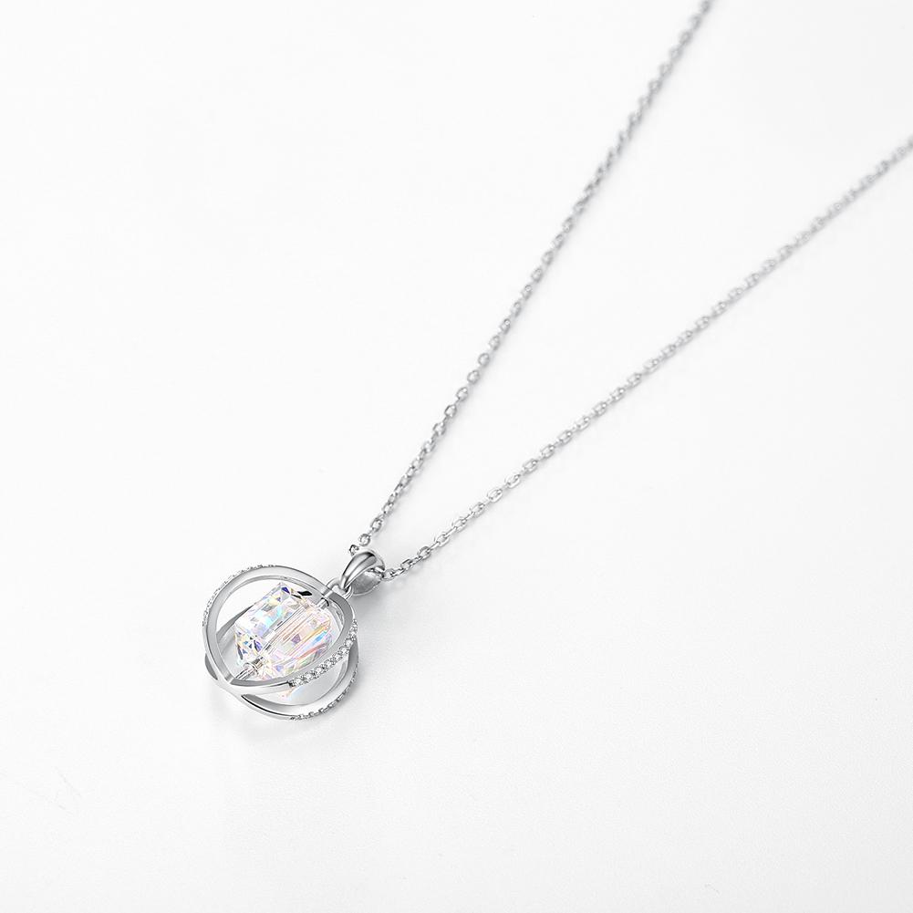 Aurora Borealis Crystal Sterling Silver Necklace with  Crystals