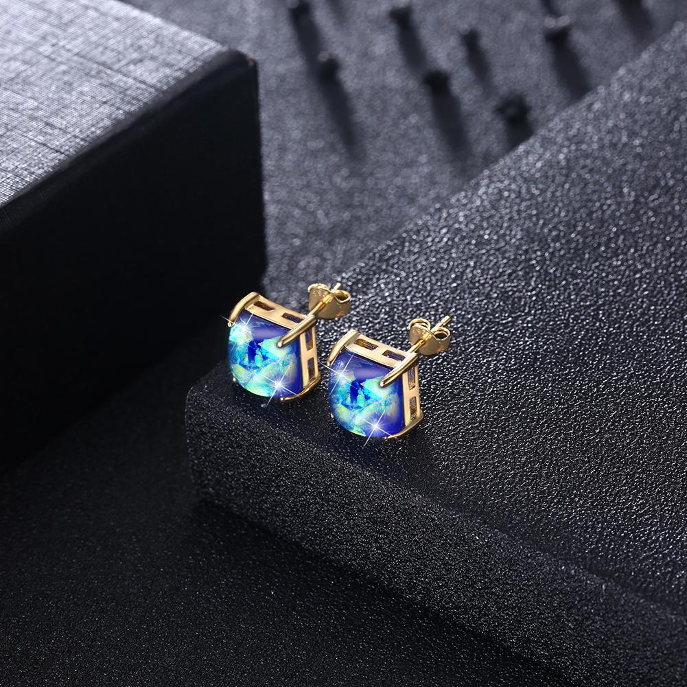 Gold Plated over Sterling Silver Blue Matching Necklace and Stud Earrings Set