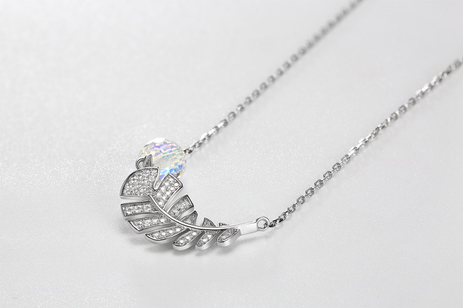 Sterling Silver Necklace with  Crystals
