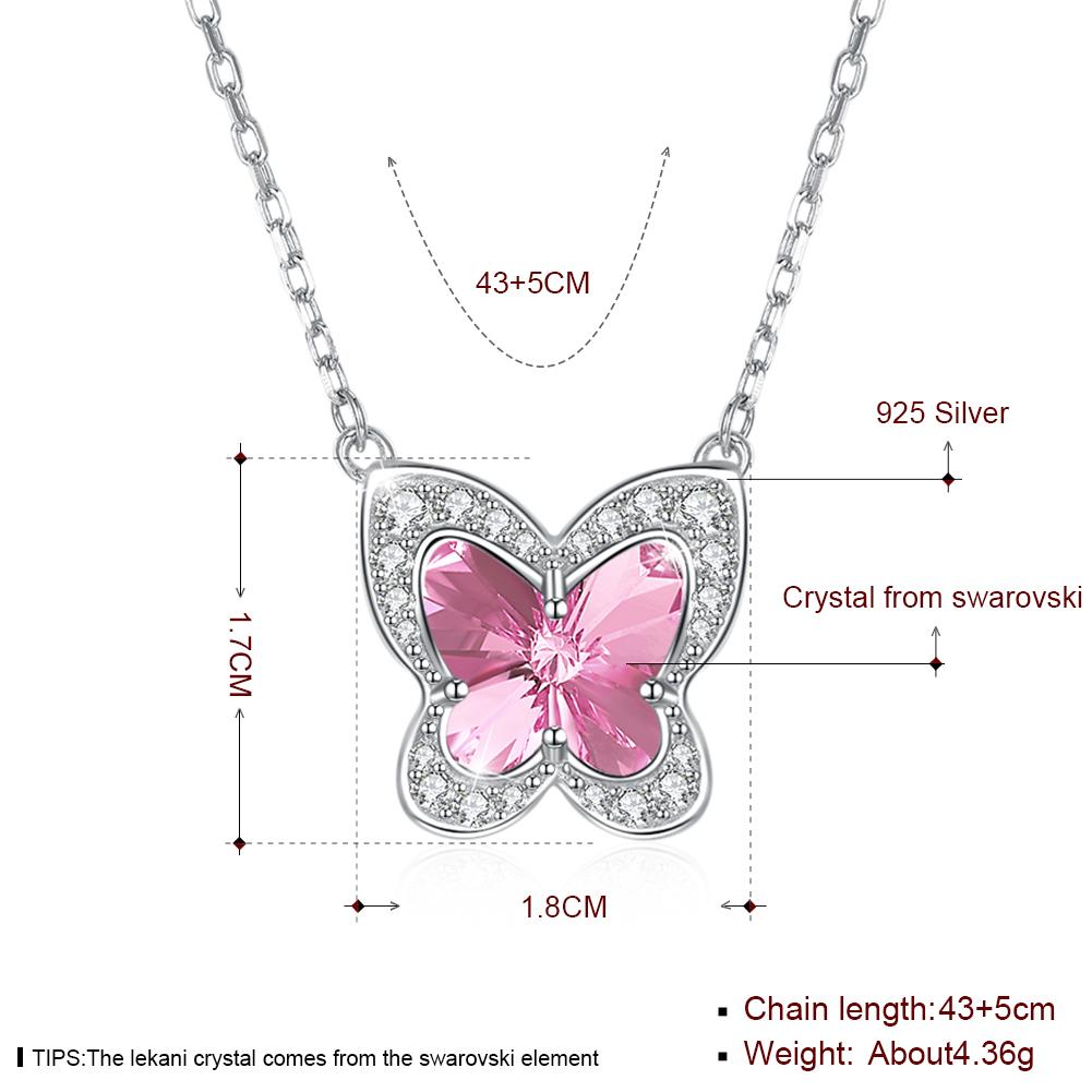 Pave Butterfly Sterling Silver Necklace with  Crystals